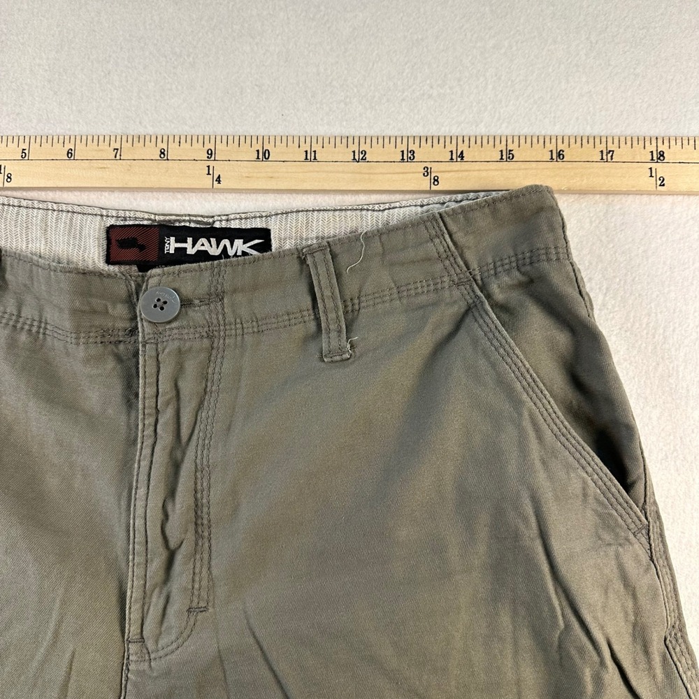 Tony Hawk Mens Cargo Shorts Size 33 Olive Green Cotton Skate Utility Casual - Picture 2 of 6